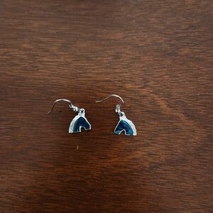 Silver and Marbled Blue Horse Earrings